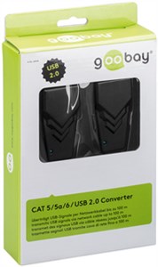 Konwerter CAT 5 / 5a / 6 / USB 2.0, czarny