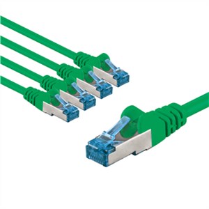 CAT 6A kabel krosowy, S/FTP (PiMF), 1 m, zielony, zestaw 5