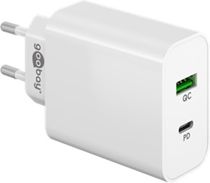 Podwójna szybka ładowarka USB PD/QC (45 W) biały