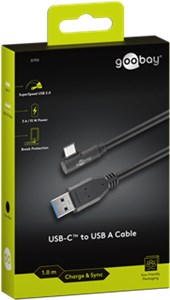 Kabel USB-C™ na USB-A 3.0 90°, czarny