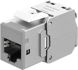 Keystone-modul RJ45 CAT 6A, STP, Slim, jasnoszary