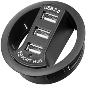 3-portowy koncentrator USB 2.0 Hi-Speed In-Desk/rozdzielacz 
