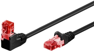 CAT 6 kabel krosowy 1x 90° pod kątem, U/UTP, czarny, 3 m