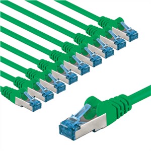 CAT 6A kabel krosowy, S/FTP (PiMF), 5 m, zielony, zestaw 10