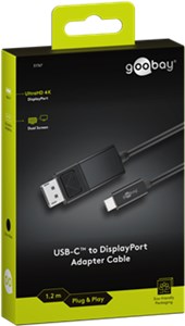 Kabel przejściowy USB-C™ DisplayPort 4k 60 Hz, 1,20 m, czarny