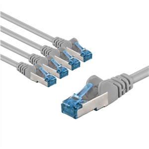 CAT 6A kabel krosowy, S/FTP (PiMF), 2 m, szary, zestaw 5