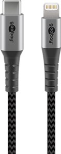 Kabel tekstylny USB-C™ na Lightning z metalowymi wtyczkami (gwiezdna szarość/srebrny) 0,5 m