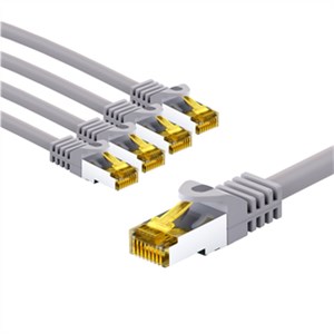 RJ45 kabel krosowy CAT 6A S/FTP (PiMF), 500 MHz, z CAT 7 kable surowym, 2 m, szary, zestaw 5
