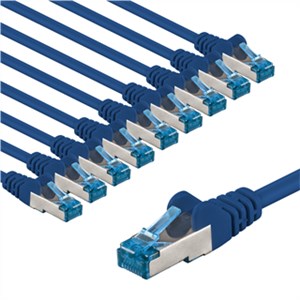 CAT 6A kabel krosowy, S/FTP (PiMF), 2 m, niebieski, zestaw 10