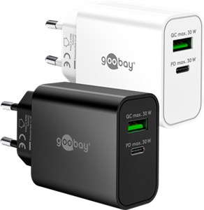 Podwójna szybka ładowarka USB-C™ PD GaN (30 W) czarny