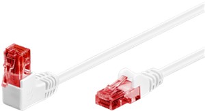 CAT 6 kabel krosowy 1x 90° pod kątem, U/UTP, biały, 0,5 m