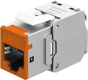 Keystone-modul RJ45 CAT 6A, STP, Slim, pomarańczowy