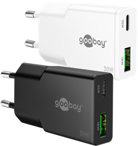 Podwójna szybka ładowarka USB-C™ PD GaN Slim (30 W) czarny
