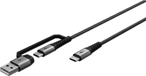 2w1 kabel tekstylny USB, gwiezdna szarość/srebrny, 2 m