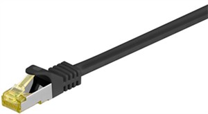 RJ45 kabel krosowy CAT 6A S/FTP (PiMF), 500 MHz, z CAT 7 kable surowym, czarny, 0,5 m