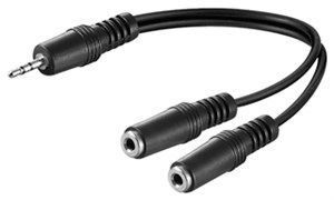 Adapter przewodu audio 3,5 mm Y, 1x męski do 2x żeński stereo